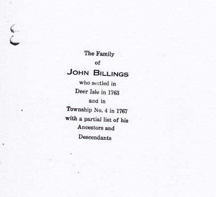 Billings genealogy by Leroy A. Chatto – Image 1 of 19