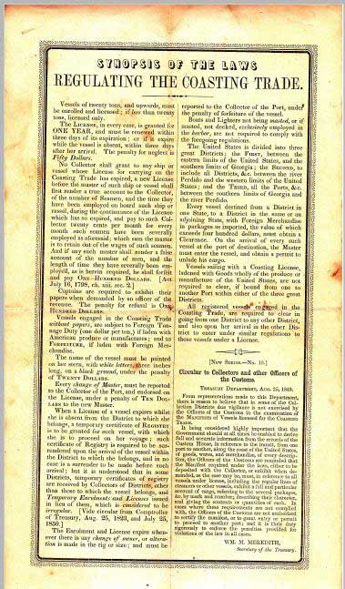 Coasting Regulations-1849