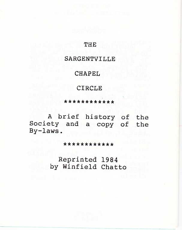 Sargentville Chapel History by Catharine Clapp Sargent Marston & Leroy Chatto