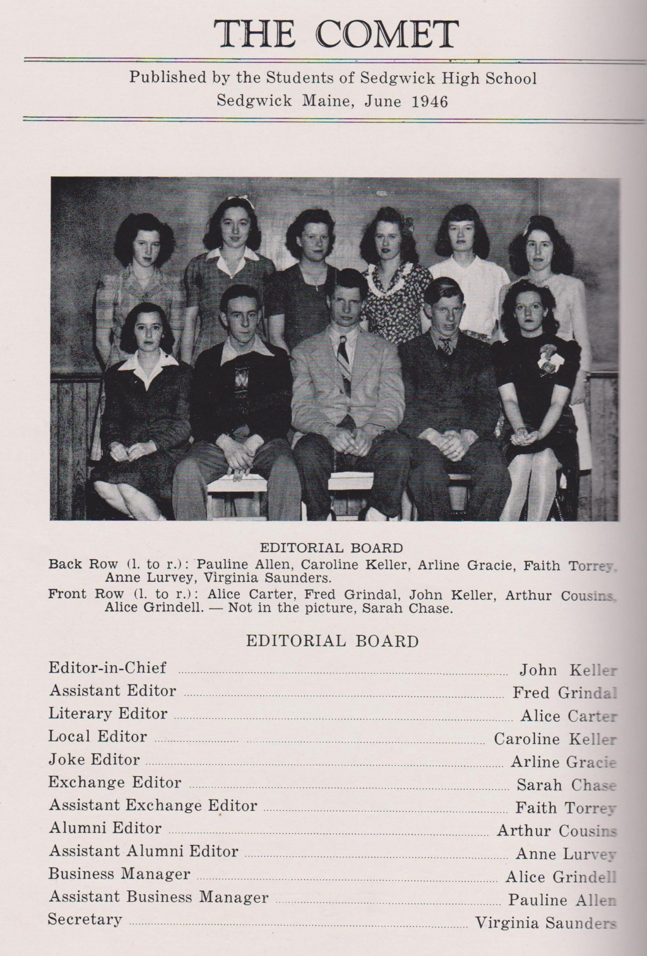 The Comet - published by the students of Sedgwick High School. June 1946.