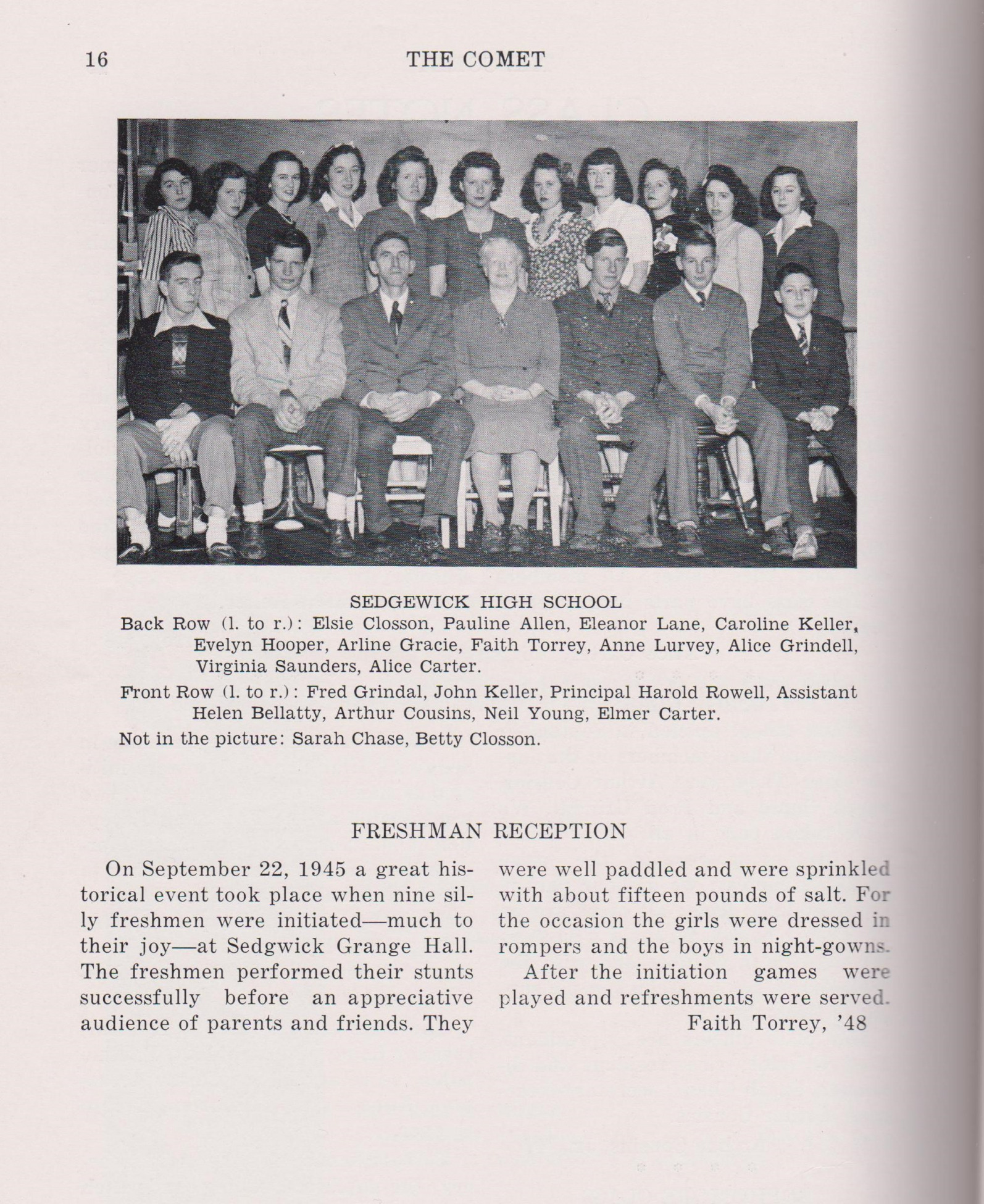 These were all of the students in Sedgwick High School in its final year. 