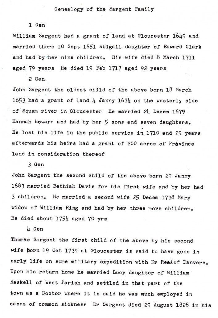 Sargent Family Genealogy by Jasper N. Sargent, 1879