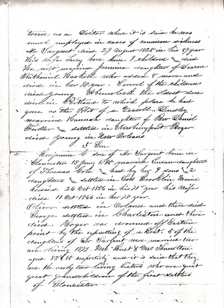 Sargent Family Genealogy by Jasper N. Sargent, 1879 - original document
