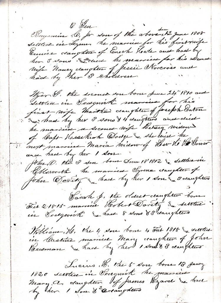 Sargent Family Genealogy by Jasper N. Sargent, 1879 - original document