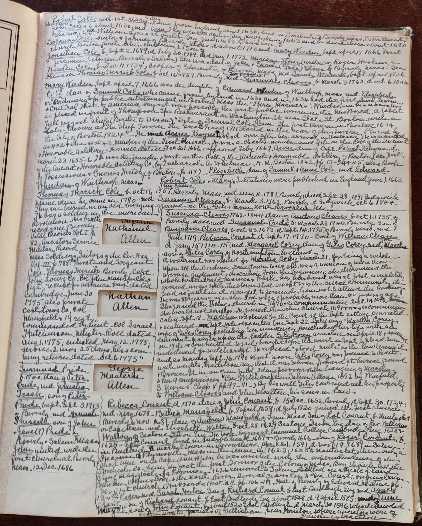 Cole Family Genealogy by Sally Eugenia Brown - original text