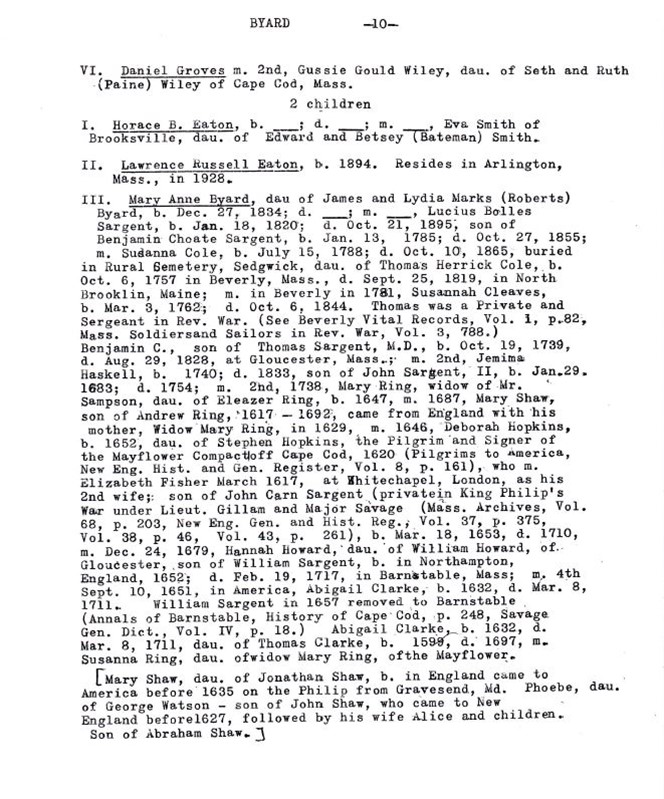 Byard family genealogy