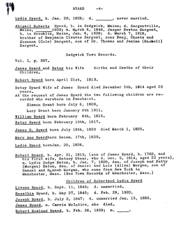 Byard family genealogy