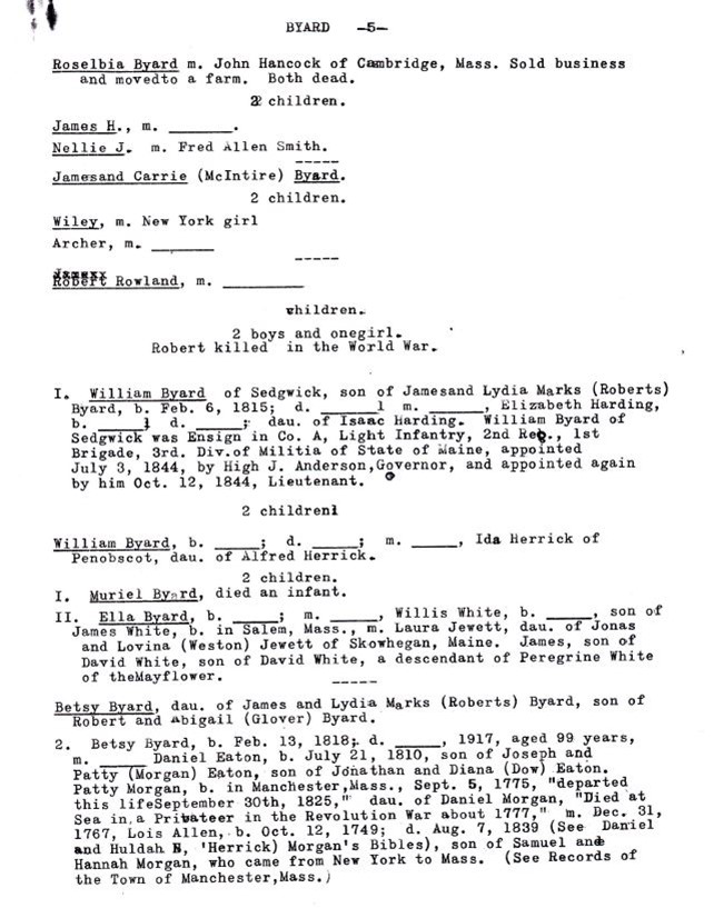 Byard family genealogy