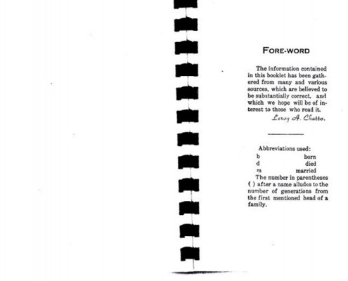 Leroy A. Chatto compiled this genealogy which includes information about several Sedgwick families.