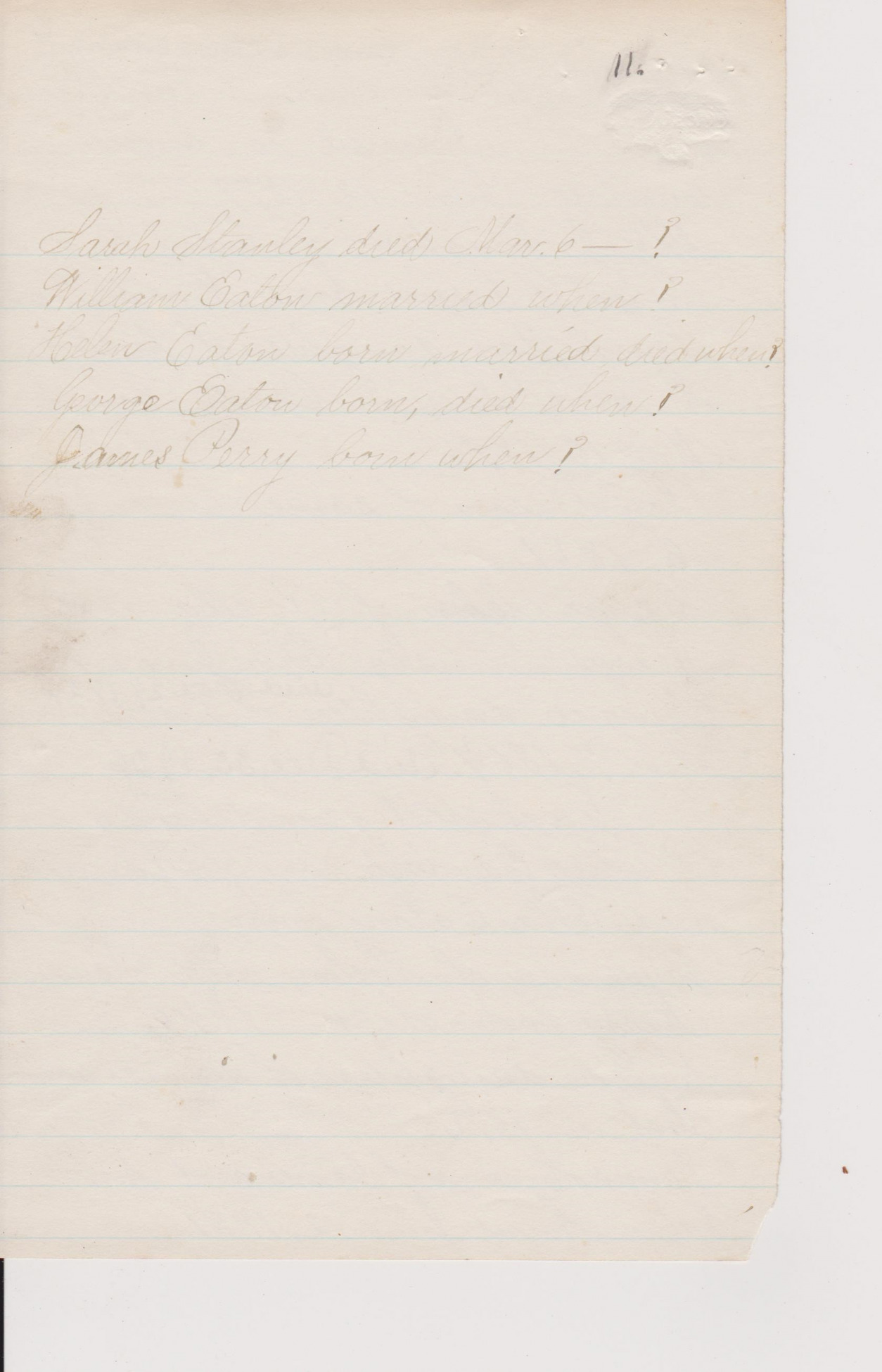 Handwritten Peter Dodge genealogy