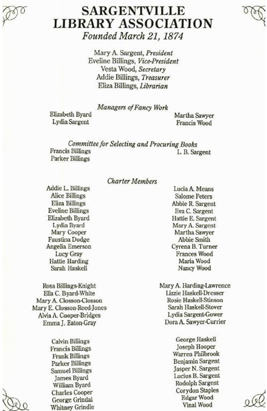 Sargentville Library Association Founding Members