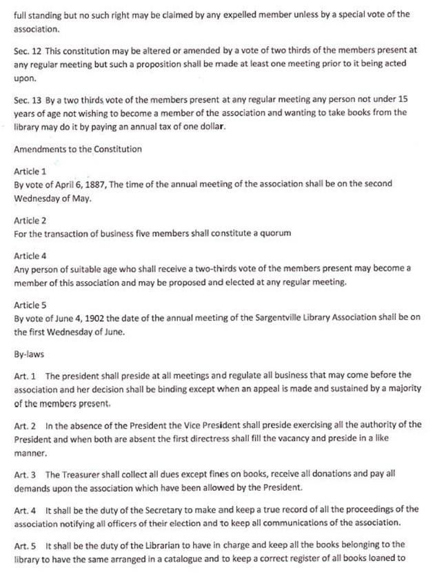 Transcription of 1875 Constitution of the Sargentville Sewing Circle and Library Association