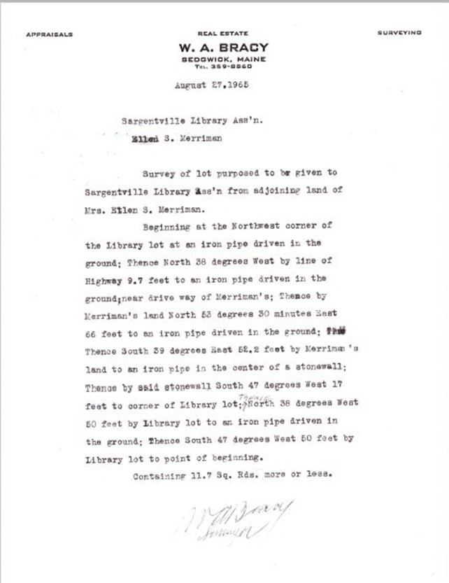 Sargentville Library Deeds