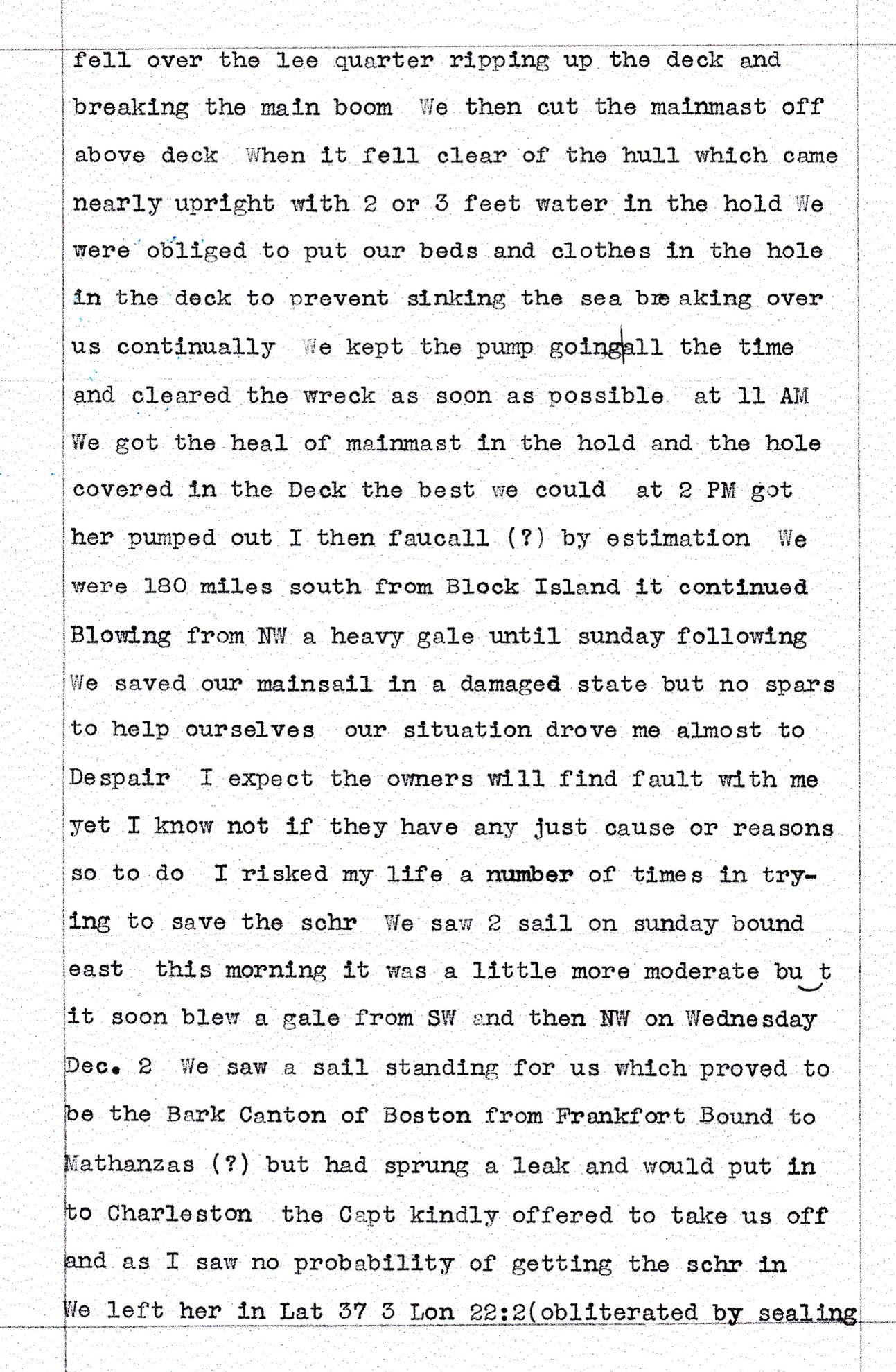 Letter from Wines Milliken to Wyer G. Sargent