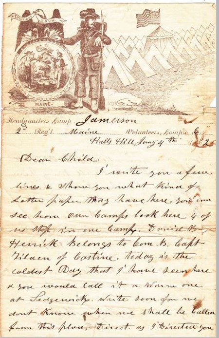 A letter home from Jonathan L. Moore in 1862