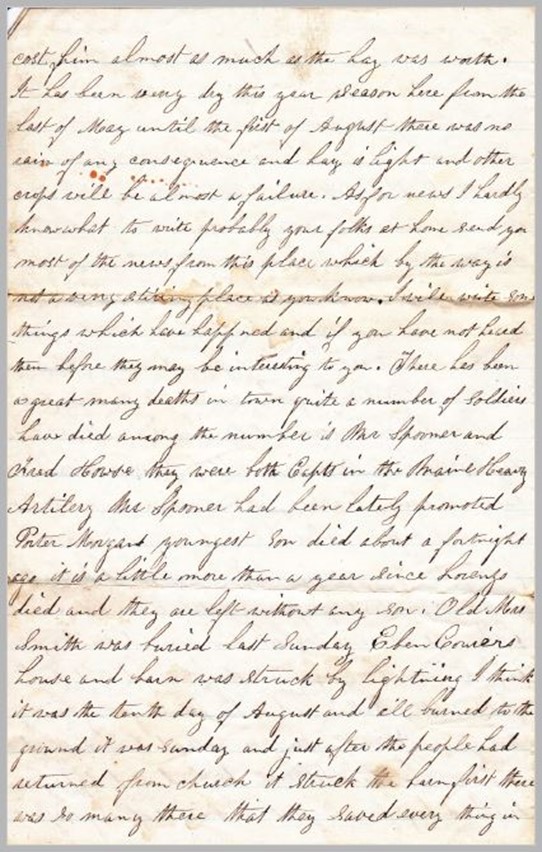 1864 letter from Lavina Sargent to Judson Gray