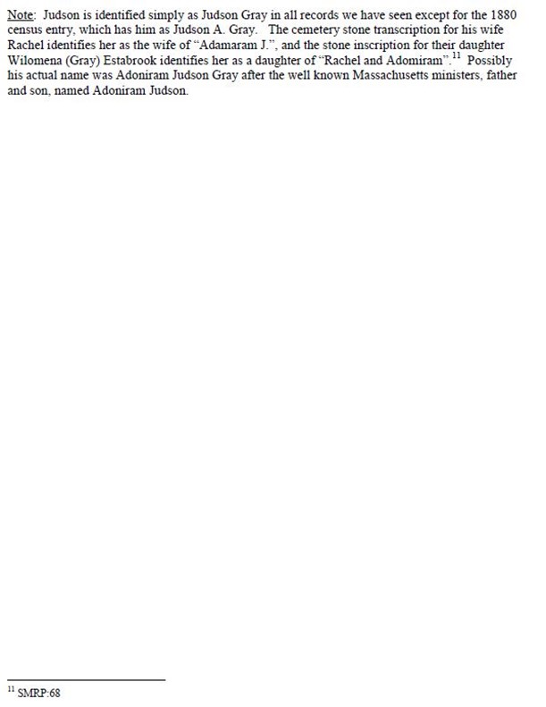 Information related to Judson Gray. Provided by David Anderson, Sargentville, Maine