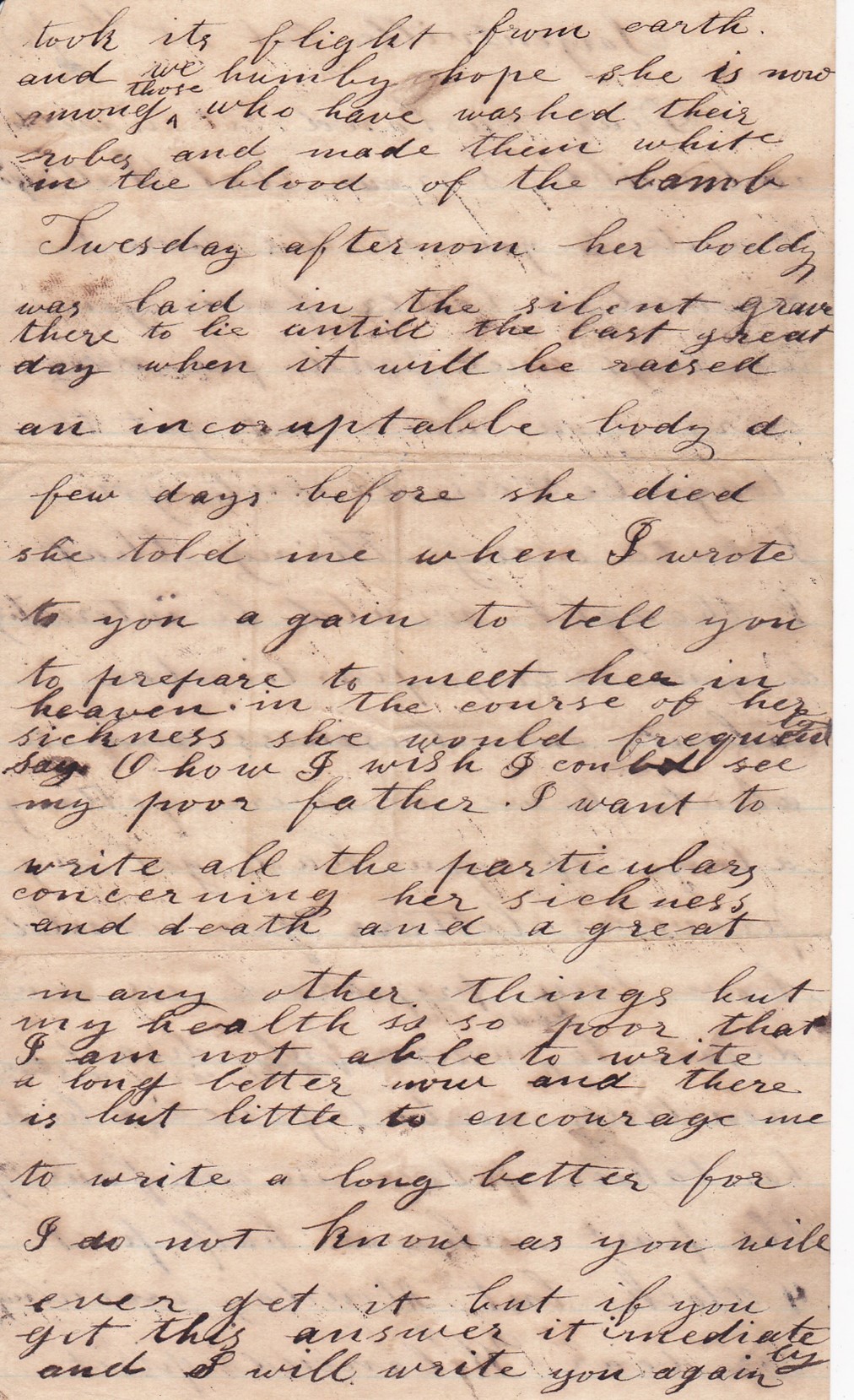 The Death of Wilamena Gray Estabrook (1844-Oct 19 1863)