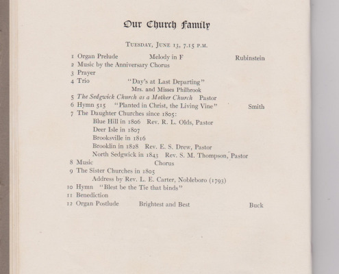 First Baptist Church of Sedgwick 100th Anniversary Program June 11-18, 1905