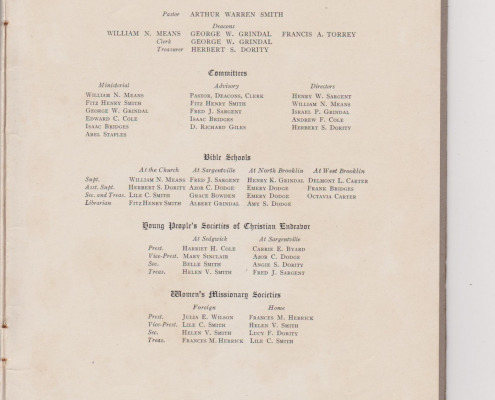 First Baptist Church of Sedgwick 100th Anniversary Program June 11-18, 1905