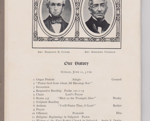 First Baptist Church of Sedgwick 100th Anniversary Program June 11-18, 1905