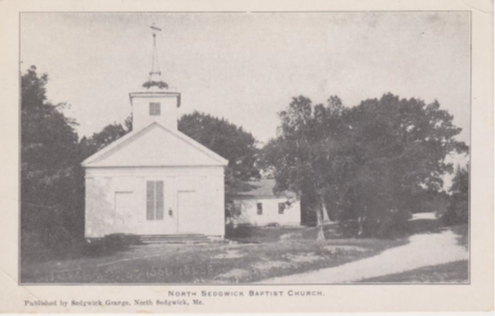 Photo of North Sedgwick Baptist Church which was organized in 1843 and constructed in 1845. 