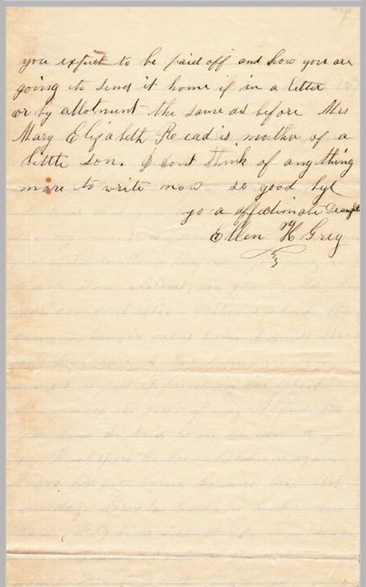 Partially dated letter from Ellen Gray to her father Judson