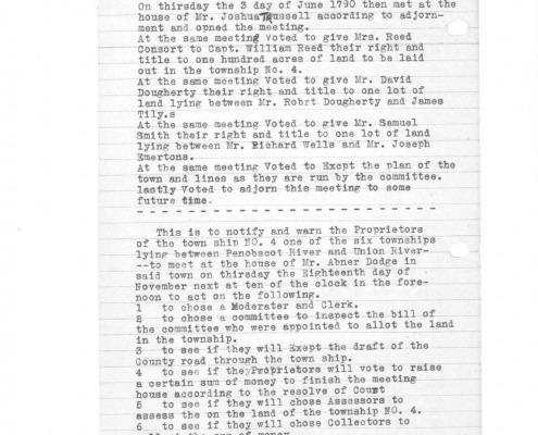 Town of Sedgwick, Maine Early Town Records transcribed by Wesley A. Bracy