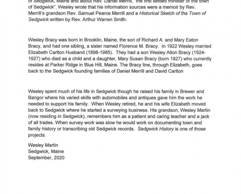 Sedgwick History compiled by Wesley A. Bracy