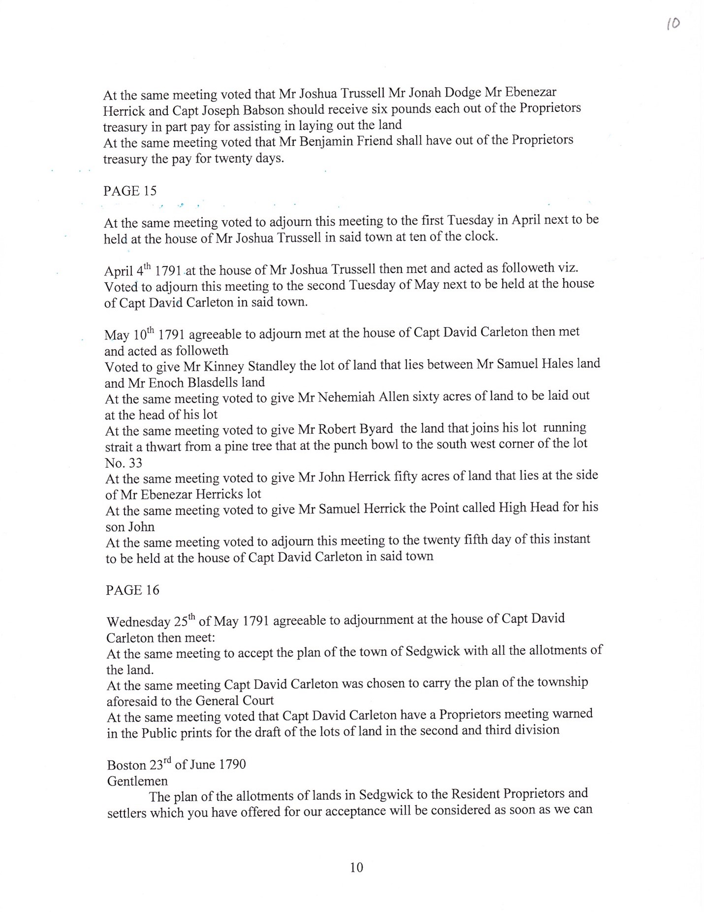 Proprietors Record Transcript by Barbara M. Grindle