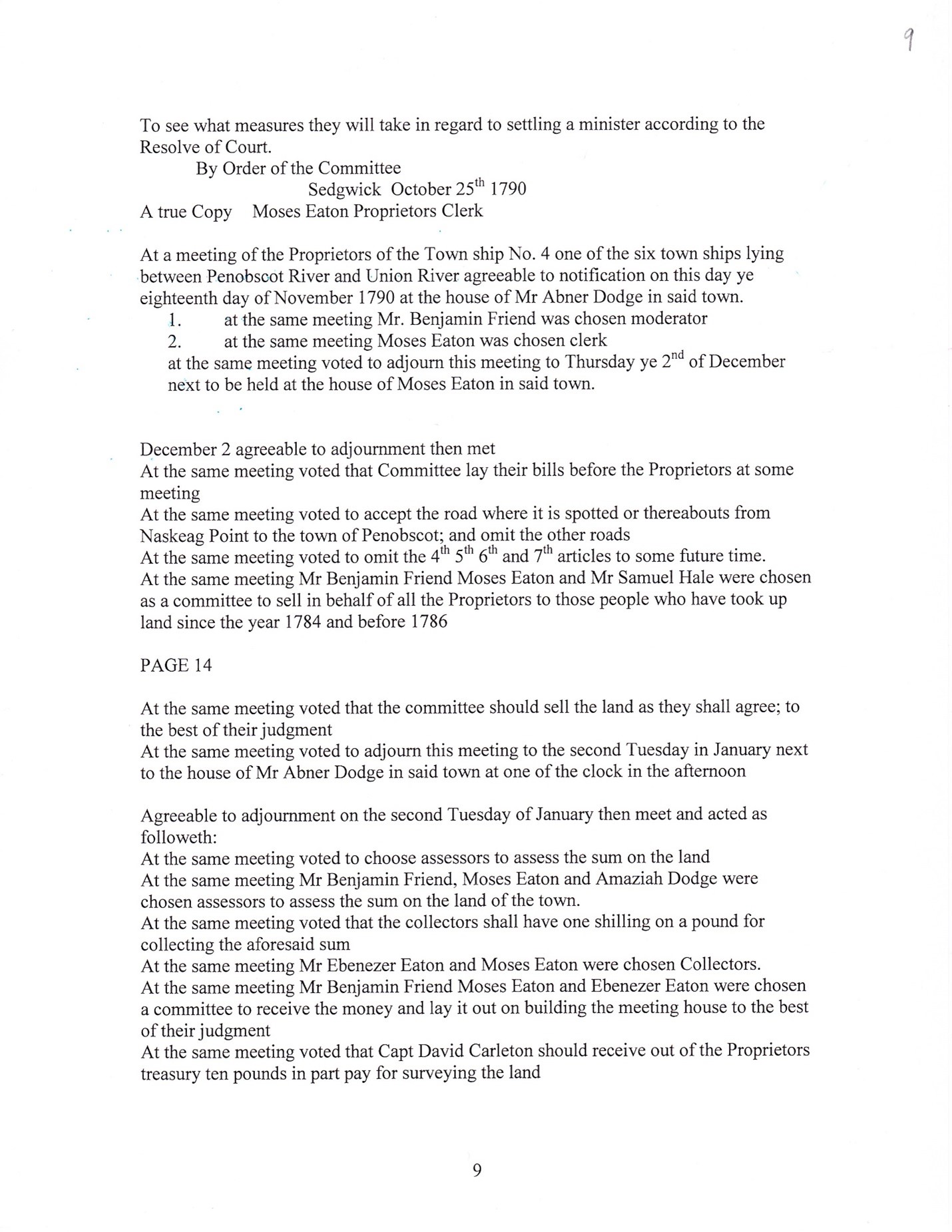 Proprietors Record Transcript by Barbara M. Grindle