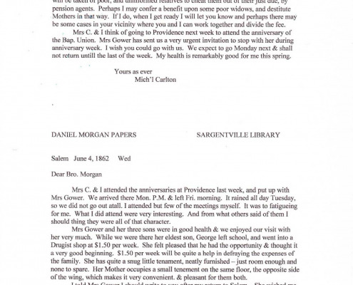 Letters to Daniel Morgan Jr. regarding military benefits for his sister Mary C. Means.