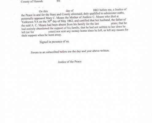 Letters to Daniel Morgan Jr. regarding military benefits for his sister Mary C. Means.