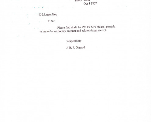 Letters to Daniel Morgan Jr. regarding military benefits for his sister Mary C. Means.