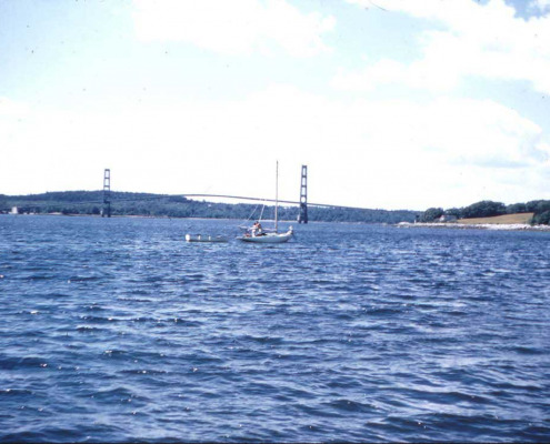 A 1960s photo of the completed Deer Isle Bridge