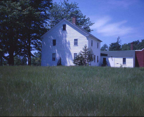 The Daniel Morgan home. After living in a log cabin for a time he built his home of virgin pine cut on his own land. The house was originally 3 stories tall and now belongs to the Waites.