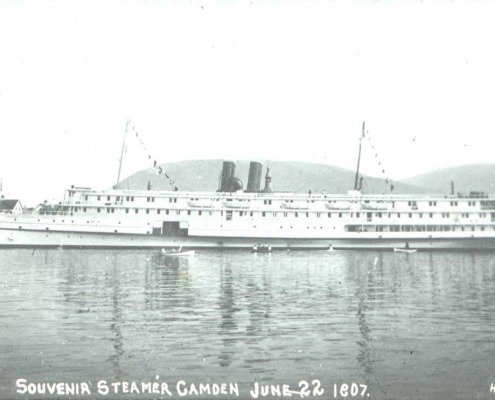 Then there were the passenger steamers. Here are photos of several along with a group waiting for the boat to Rockland. At Rockland they changed to the Boston boat with staterooms for the overnight trip to Boston and elaborate meals served in the dining room.