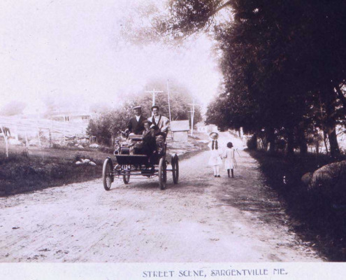 The first auto in town and the second in Hancock County was Charles Foster’s Stanley Steamer.