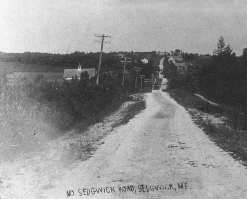 They didn’t go very fast over roads like these and there was plenty of dust. Looking toward Townhouse Hill in North Sedgwick with the Cousins on the left.