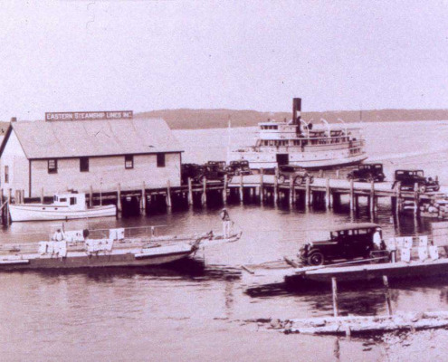 Before the Deer isle Bridge Charles Scott’s ferry carried cars and people across the Reach to Deer Isle.