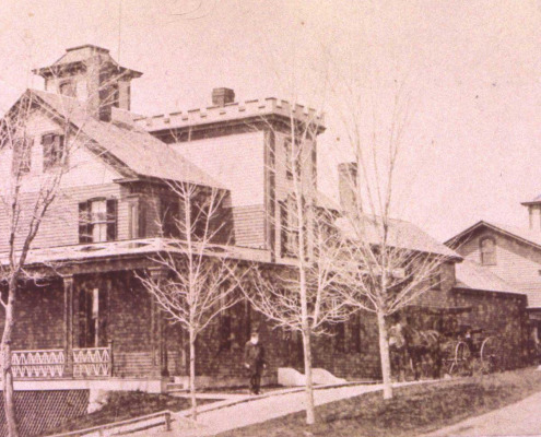 In 1868 W.G. Sargent made the house two stories by lifting the building and putting a first floor under it.