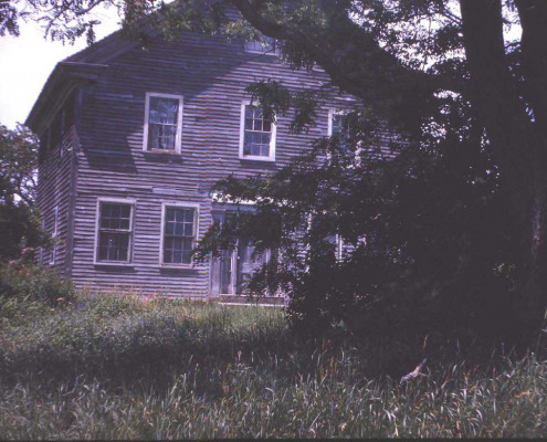 In 1793 the town voted to build a home for a new minister on land bought of Benjamin Friend. Daniel Merrill’s home in this early photo is now nicely fixed up as the headquarters of the Sedgwick-Brooklin Historical Society.