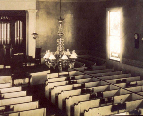 The beautiful and classic interior of the Baptist church.