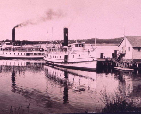Boats of the Eastern Steamship lines at the steamer wharf