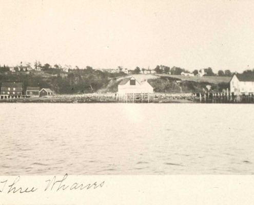 Right to left---Steamboat wharf, coal wharf and fish wharf