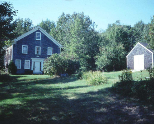 The Merrill House has been restored and is now the Sedgwick-Brooklin Historical Society. Notice that the hearse house, on the right, has been added.