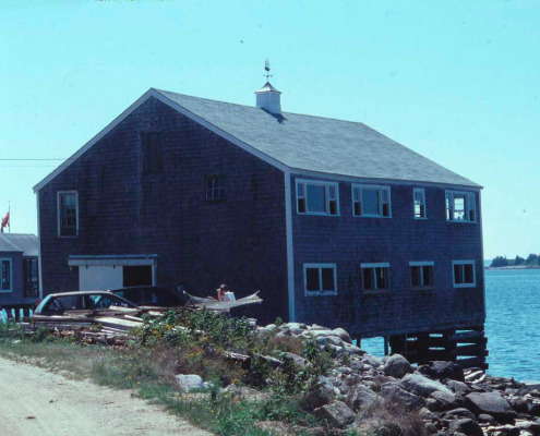 The old canning factory building, moved to the shore in 1925, became the summer home of Diana and David Wood in 1961. In the 1950s three other buildings, the coal wharf and two commercial buildings were removed. Diana is a Sargent descendant