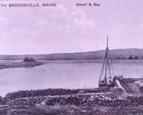 This is the wharf at West Sedgwick on the Bagaduce with a schooner loading wood