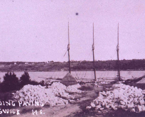 A schooner loading paving stone at the Benjamin River