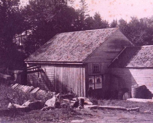 Grist mill on the brook at the Shore Road in Sargentville--behind W.G. Sargent’s Store.